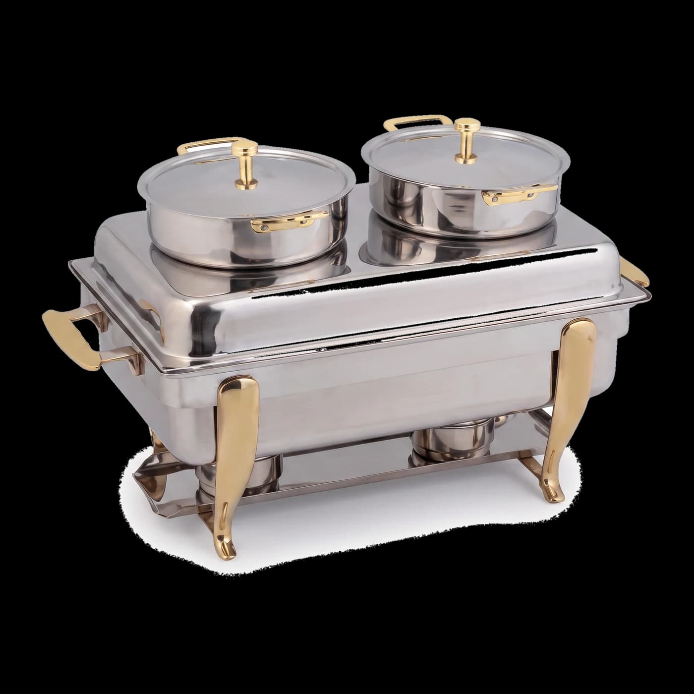Rectangular stainless steel bain-marie soup tureen with two bowls — hotel buffet hotelware Lotus Metal Works Pakistan